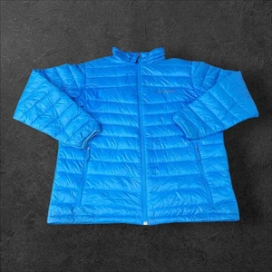 Columbia Omni Heat Turbodown Puffer Jacket Mens Large Goose Down Coat Blue - Picture 1 of 8