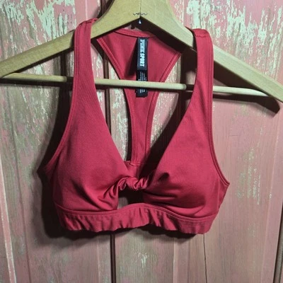 PINK Victoria's Secret VS Sport Bra Swimwear Twist Front Gym Pool Beach Sz Small - Image 1 of 4