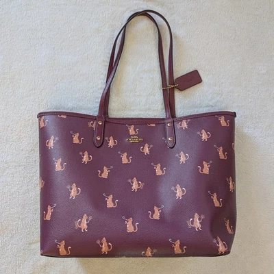 Bolso de Mano Coach Reversible City PARTY CAT PRINT Edición Limitada Foto 1 de 4