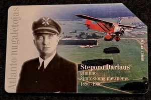Lithuania first airman , airplane conqueror of atlantis USED phonecard - Picture 1 of 2