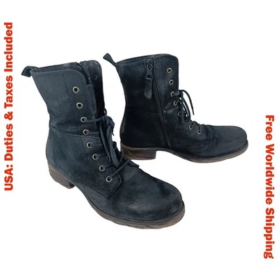 Botas de motociclista boho A.S.98 AirStep para mujer negras de gamuza con cordones talla EU 40 Foto 1 de 4