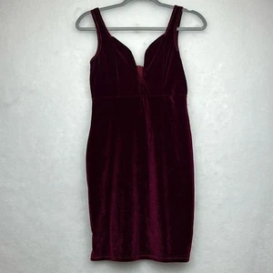 Velvet BURGUNDY V-Neck Midi Dress Sz M - Picture 1 of 8