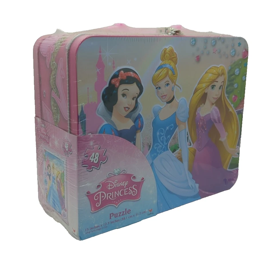 Rompecabezas de 48 piezas Princesa Disney Fiambrera de hojalata Cenicienta Blancanieves NUEVO Foto 1 de 4
