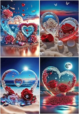DCIDBEI Diamond Painting Valentinstag 4 Pack 30x40 cm 3D Ai Diamond Painting