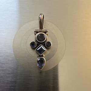 5 Stone Blue Tanzanite Set In Sterling. VTG. Pendant - Picture 1 of 4