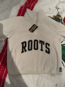 NWT Kids Roots Canada Kids Half Zip Ivory Microfleece Stein NEW Small S/P - Picture 1 of 8