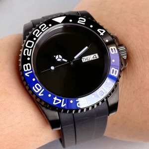 Plain Blank Dial NH36 Date Weekday Automatic PVD Coated Watch Men Ceramic Bezel - Picture 1 of 6