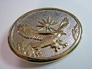 Vintage Belt Buckle - American Bald Eagle Heavy With Rhinestone In Sun Americana - Picture 1 of 4