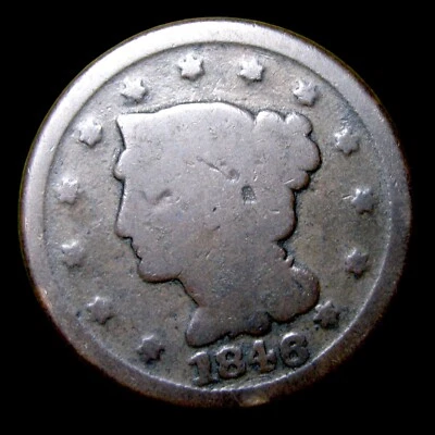 1846 Braided Hair Large Cent Penny  ---- Nice Coin ---- #089W - Image 1 of 2