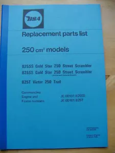 BSA B25SS GOLD STAR STREET SCRAMBLER B25T VICTOR TRAIL SPARE PARTS BOOK catalog - Picture 1 of 1