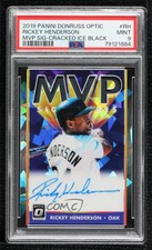 2019 Donruss Optic Black Cracked Ice Prizm /24 Rickey Henderson PSA 9 MINT Auto