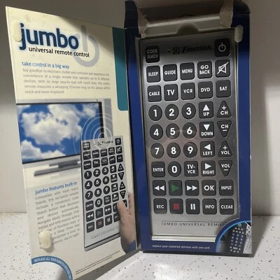 Emerson Jumbo Universal Remote Control TV DVD VCR Cable Satellite A1 - Image 1 of 4