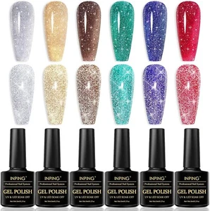 malto Semipermanente Riflettente Glitter, 6 Colori Verde Rosa Argento Rosso Smal - Foto 1 di 7