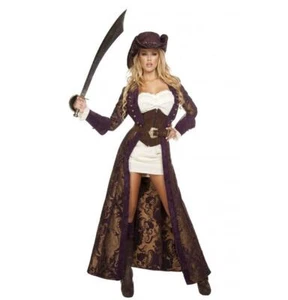 Roma Decadent Pirate Mini Dress & Brocade Trench Coat Deluxe 6pc Costume 4574 - Picture 1 of 2