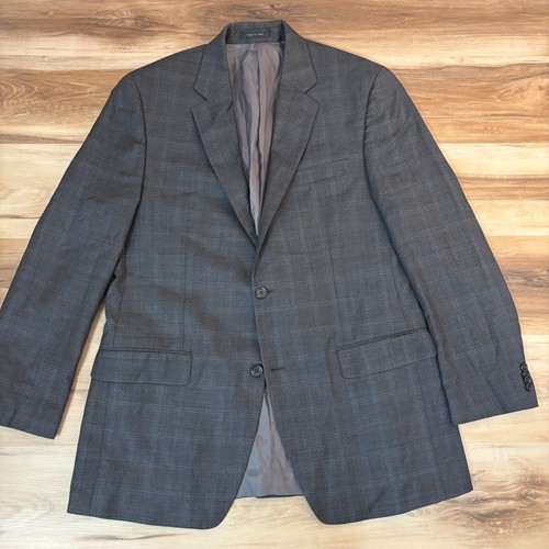 Blazer Michael Kors da uomo 42 L grigio blu 2 bottoni lana