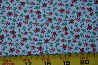 35" Long, Vintage, Red & Green Calico on White Quilt Cotton, P1809 - Image 1 of 4
