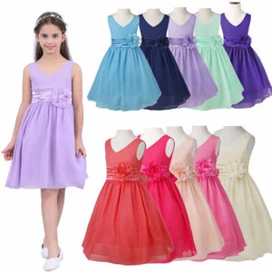 US Flower Girl Princess Dress Wedding Bridesmaid Party Formal Ballroom Prom Gown - Picture 1 of 52