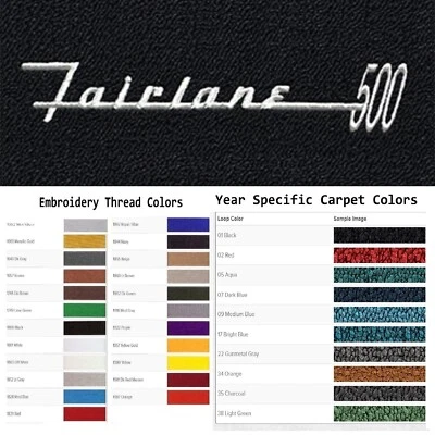 Alfombrillas Ford Fairlane 500 ACC 1955-1956 logotipo personalizado 4 piezas bucle Foto 1 de 4