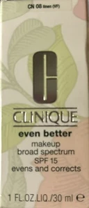 New Clinique Even Better Makeup Broad Spectrum Spf 15 CN 08 Linen 1oz Foundation - Picture 1 of 3