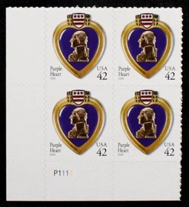 US Plate Block Stamps #4264 ~ 2008 42c Purple Heart RL02 - Picture 1 of 1