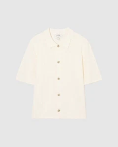 Cos Men's Open-Knit Short-Sleeve Relaxed Shirt - S - White - Picture 1 of 6