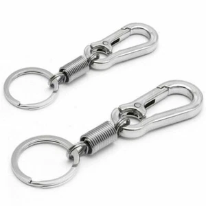 Keyring Metal Spring Buckle Belt Bag Clip Hook Key Fob Clasp Carabiner Ring - Picture 1 of 4