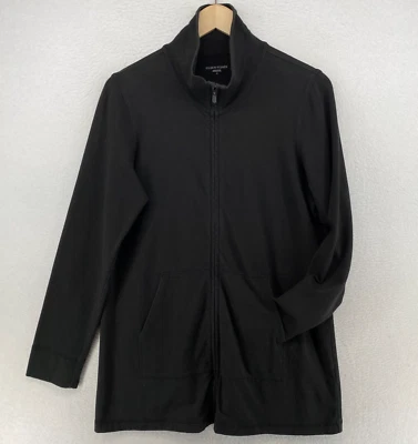Chaqueta EILEEN FISHER M Elástica Algodón Orgánico Cremallera Completa Manga Larga Negra EE. UU. Foto 1 de 4