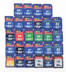 Lot Of 28x Transcend 4GB / 8GB / 16GB / 32GB SDHC Camera Memory Cards - Picture 1 of 1