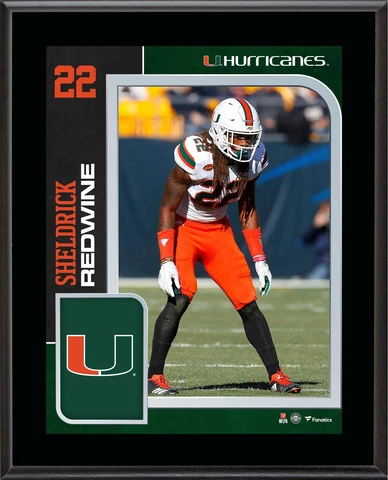 Sheldrick Redwine Miami Hurricanes 10.5" x 13" Player Plaque Cover