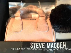 STEVE MADDEN New Mini-Barrel Pink Crossbody With Pom-Pom Dangle Blush - Bild 1 von 4