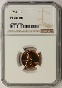 1954 Lincoln Wheat Penny 1C Proof PF 68 RD Red NGC - Picture 1 of 4