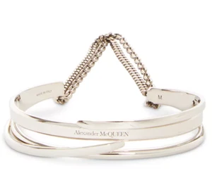 NEW W TAGS Alexander McQUEEN Fine Accumulation Cuff Bracelet in Silver-tone - Picture 1 of 1