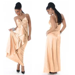 Glamouröses Gala Abendkleid aus edlem Satin Aprikot #AK363 - Picture 1 of 20