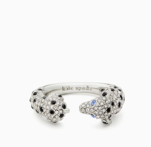 Anello cocktail kate spade New York hot dog placcato con pietre zirconi taglia 8 nuovo con etichette