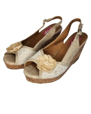 Sandalias de cuña de corcho floral Pop Kalie para mujer talla 11 m buen estado Foto 1 de 4