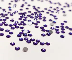Jelly VIOLETT / CHROM SS10/~3mm NON HOTFIX Rhinestones zum Kleben RESIN - Picture 1 of 18