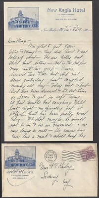 NEW BERLIN, NY ~ NEW EAGLE HOTEL ~ ILLUS. LETTERHEAD & ADVERTISING COVER 1934 - Image 1 of 2