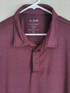 01.Algo Performance Polo Shirt Elasticizzata Golf Uomo XXL Alta Rosso Borgogna Preppy - Foto 1 di 11