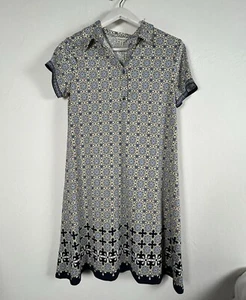 Max Studio Womens Short Sleeve Geometric Print Shift Dress Large Stretch New $98 - Picture 1 of 9