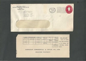 1957 Hawaiian Comm'l & Sugar Co Puunene Hi W/Tax Bill Statement Enclosed - Picture 1 of 1