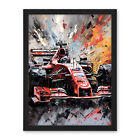 Grand Prix Paint Splat Red Race Car Bold Framed Wall Art Picture Print 18X24