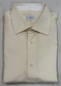 CAMICIA ABITO ZEGNA 17X34 TUTTO COTONE GIALLO PALLIDO A RIGHE SOTTILI COLLETTO ALLARGATO - Foto 1 di 6