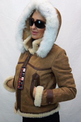 UNDERCOVER Giacca cappotto ORIGINALE 100% pelle di montone shearling vera pelle argento con cappuccio di volpe XS 6XL