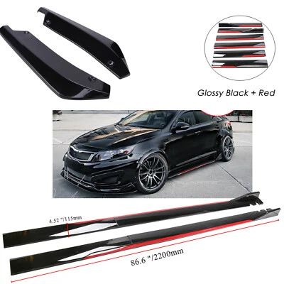 For Kia Optima Gloss Black Red Side Skirt Rear Bumper Chin Lip Spats Body Kits Foto 1 de 4