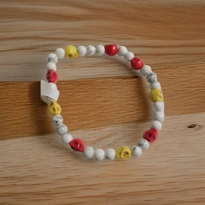 Red & Yellow Howlite Skulls With Howlite Beads Bracelet - Image 1 of 2