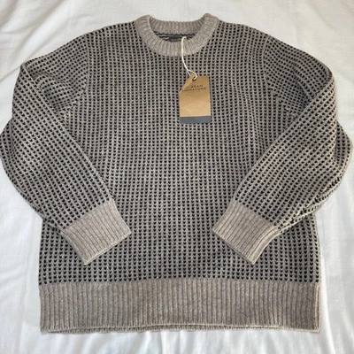 LL BEAN Signature Mens Wool Sweater Birdseye Chunky Knit Crew Neck Tan Sz L NEW - Image 1 of 4