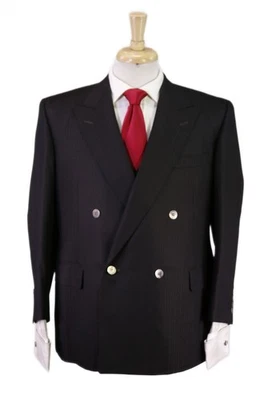 Terno de lã Dominique France Paris listrado marrom preto 3 peças peito duplo 40S - Imagem 1 de 4