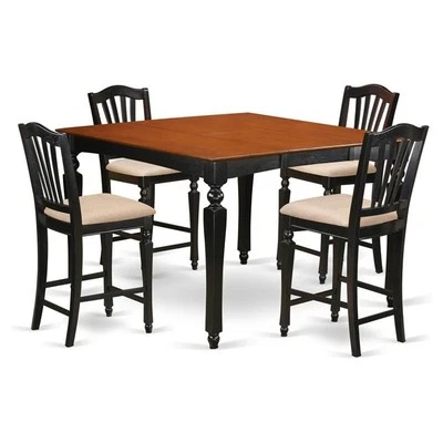 Juego de mesa de comedor East West Furniture Chelsea de madera de 5 piezas en negro y cerezo Foto 1 de 4