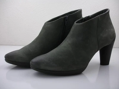 Mujer 9 9.5 40 Ecco Cuero Verde Esculpido 75 Botines Tacones Cremallera Botines Foto 1 de 4
