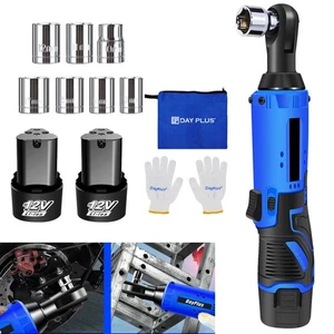 2x Battery Cordless Impact Wrench Ratchet Rattle Nut Gun 3/8" Drive LED Light - Picture 1 of 17